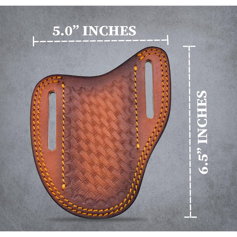 Hercules Knives Custom Leather Sheath Slanted Pancake Tooled Leather Sheath/Trapper