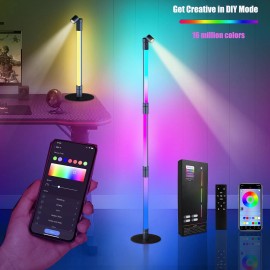 Unbranded Smart RGB IC LED Corner Floor Lamp App Remote Control Music Sync Color Changing