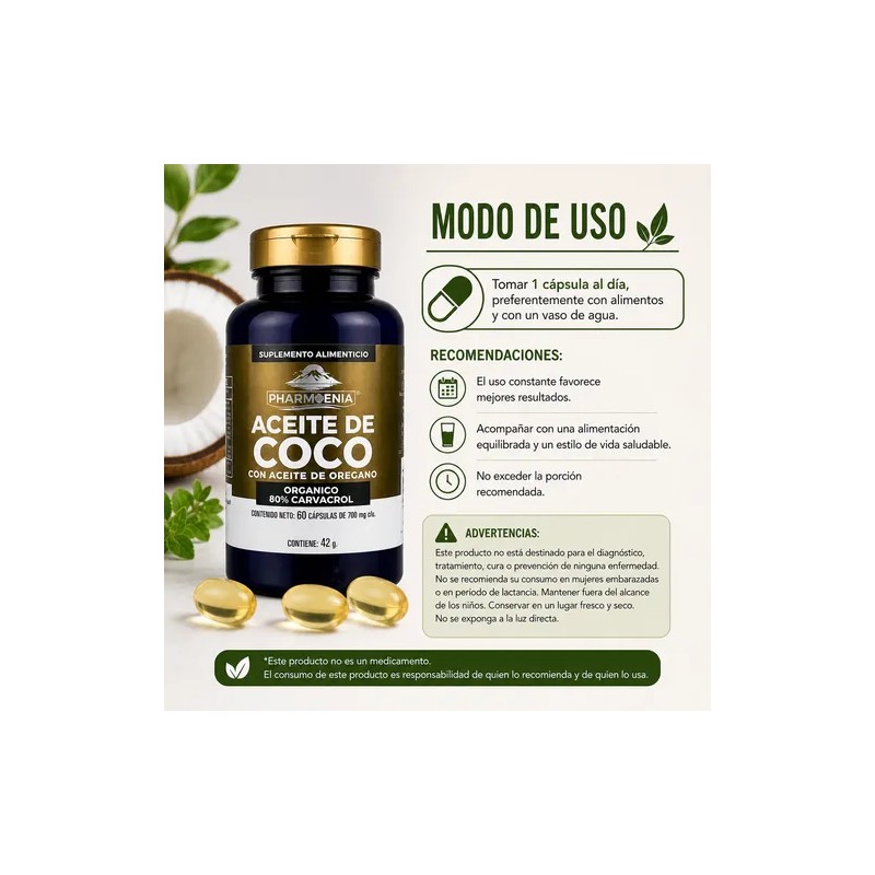 Capsulas De Aceite De Coco Con Aceite De Oregano 60