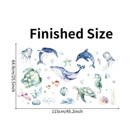 Whale Sticker Sea Turtle Sea Animal Wall Sticker Japanese Style Undersea World Sea Fish Wallpaper Living Room Bedroom DIY Wall Sticker Room Decoration Stylish Removable Wallpaper