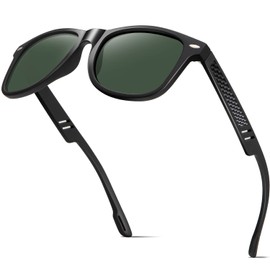 ANYLUV Polarised sunglasses for men and women, sunglasses women men, vintage sunglasses with UV protection., 03 Matt Black/Dark Green