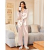 Ekouaer Silk Satin Pajama Set for Womens Button Up Long
