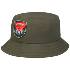 Stetson Jersey Bucket Fabric Hat - Plain Hat with Patch - Crushable - Fishing Hat with UV Protection - Unisex - All Year Round - Women/Men, olive, M