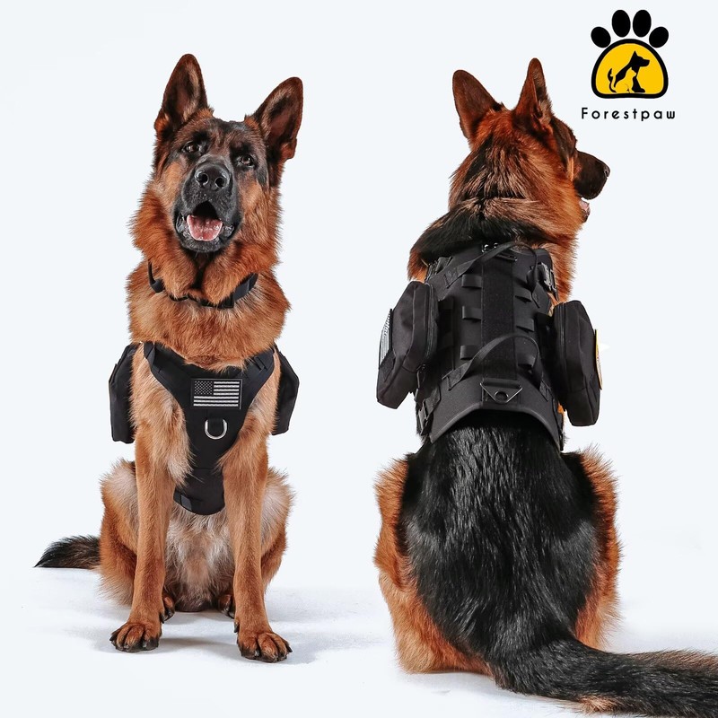 Forestpaw Tactical Dog Harness for Large Dogs,Tactical Dog Collar with