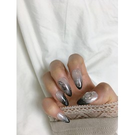 [Lettering Nail High Quality] Noir Grace Nail Tips  - Mini Short Square / [레터링네일고퀄리티] 누아르 그레이스 네일팁  - 미니숏스퀘어