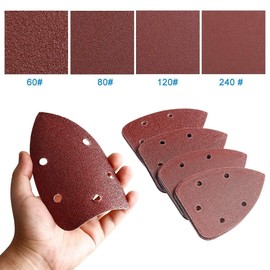 Wenrecu 40 Pieces Mouse Detail Sander Paper, Sanding Sheets Hook and Loop Assorted 60/80/120/240 Grits 5 Holes Detail Sandpaper Black and Decker Detail Palm Sander Pads