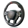 Black Perforated Leather & Suede Red Thread Auto DIY Steering
