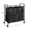 Household Essentials Rolling Triple Laundry Sorter, Black