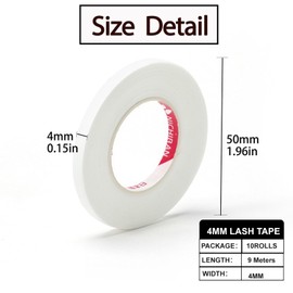 Eyelash Tape, Micropore Medical Tape for Eyelash Extension, Microporous Tape for False Eyelash Patches, Makeup Tool (4 mm x 900 cm x 10 Rolls)