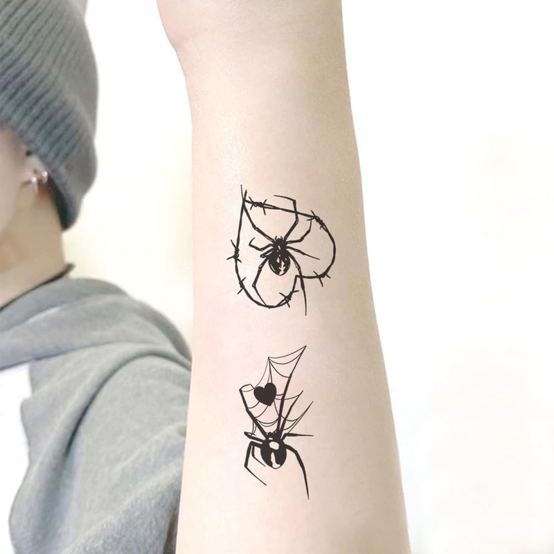 Oottati 2 Sheets Small Tiny Temporary Tattoo Stickers Throns Spider