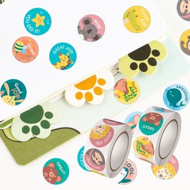 AZWOOD Motivational Stickers for Kids, 1000 PCS 16 Animals Cartoon Designs Rewards Stickers for Children Teacher Incentive Stickers for Classroom Praise Encouraging Sticker Potty Training Stickers
