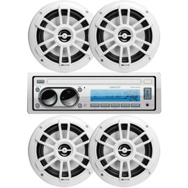 Gravity MGR-207BT 200W A2DP True Marine Stereo AM FM Radio Media Player Receiver with Bluetooth and 4X MB Quart NF1-116 Waterproof Nautic 6.5" Shallow-Mount Marine 80W Speakers Bundle