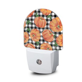 ZTHLL Thanksgiving Pumpkin Night Light, Checkered Night Light Plug into Wall with Dusk to Dawn Sensor, LED Lamp Energy Saving Lights for Men Women Boys Girls,Lamp for Bedroom Bathroom Hallway