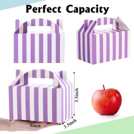 Skyygemm 24 Pcs Halloween Carnival Treat Boxes Circus Gable Gift Box Rainbow Pastel Striped Paper Favors Snack Goodie Boxes for Birthday Carnival Theme Party Decorations, 6 x 3.5 x 3.5 Inch