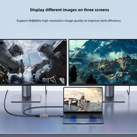 Mini DisplayPort to Dual HDMI Adapter,4K@60Hz MST Mini DP Source to HDMI Splitter Extended Display Adapter for Dual Monitors,Mini DP to 2 HDMI Converter for Laptop/PC/Monitor/Projector and More