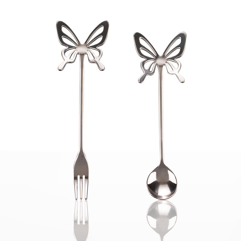 Flyto domestic Flyto butterfly teaspoon tea fork, butterfly teaspoon silver