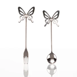 Flyto domestic Flyto butterfly teaspoon tea fork, butterfly teaspoon silver / 플라이토 국산 플라이토 나비 티스푼 티포크, 버터플라이 티스푼 실버
