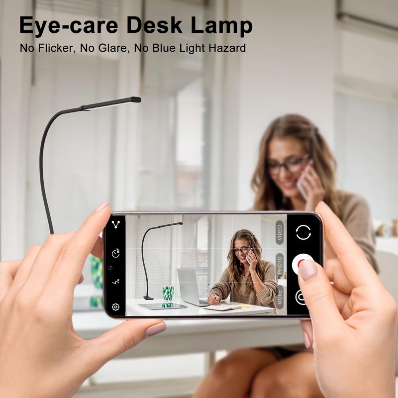 Mojimdo LED Desk Lamp with Clamp, LED Dimmable Reading Lamp