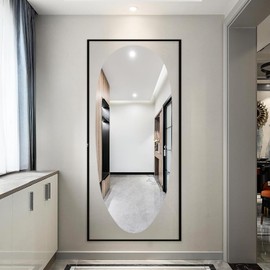 Manocorro 65"x24" Full Length Mirror, Floor Mirror, Large Full Body Wall Mirror, Leaning Against Wall Mirror, Black Frame Tempered Mirror Bedroom Mirror for Cloakroom Living Room Home Decor, Black