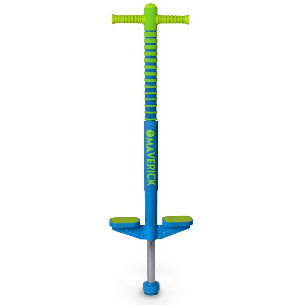 Flybar Maverick 2.0 Foam Pogo Stick for Kids Ages 5 and Up, 40 to 80 Pounds, Outdoor Kids Toys, Pogo Stick for Boys and Girls, Rubber Grip, by The Original Pogo Stick Company (Blue/Green)
