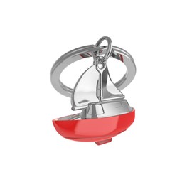 Kechain Sailing Boat/Yacht Red 3D Charm. Beautiful Chrome Keyring with Red Sailing Boat design.