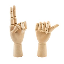 WANDIC Art Mannequin Hand, Pack of 2 Wooden Flexible Left and Right Hand, Model for Sketching, Home, Office, Classroom, Desk, Gift, 7 Inches