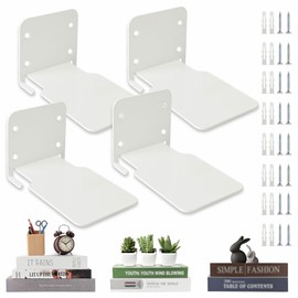 Moco Moment Floating Bookshelf Wall Mounted Bookshelf Invisible Bookshelves Metal Book Shelves Wall Mounted Storage Creative Decoration Book Display (White, 4 Pack)