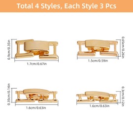 NICENEEDED 12 Sets 18K Gold Plated Fold Over Clasp, 4 Styles Watch Band Clasps, Necklace Extension Clasp Metal Bracelets Extenders Clasps for Bracelet Necklace Craft Jewelry Making