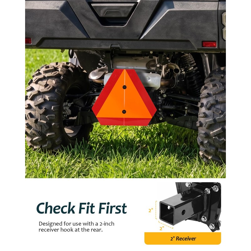 UTV Slow Moving Vehicle Sign Bracket Kit with Reflective SMV