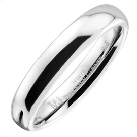 MJ Metals Jewelry Classic Mirror Polished White Tungsten Carbide 4mm COMFORT FIT Wedding Band Ring Size 8.5