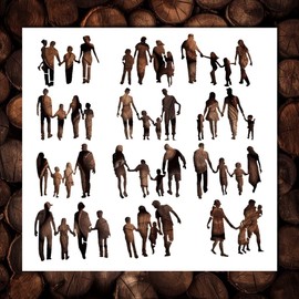 Happy Family Stencil Template - Reusable Human Figure Silhouette Stencils for Painting on Wood, Glass, Wall Rock, Walls, Canvas, Glassware, Spray Painting, Airbrushing, Crafts (12x12)