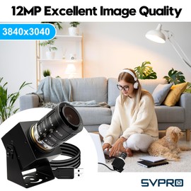 SVPRO USB Camera 1080P 120fps High Speed Camera for Golf Swing Simulator,12MP 4K Webcam with 3X Manual Zoom Lens USB Plug and Play for Computer Laptop Compatible with Windows Linux MacOS Android