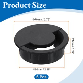 sourcing map 6 Pcs Desk Grommet, 60 Mm/2.36 Inch Cable Wire Grommet Organizer, Desk Hole Cover for Home Office Computer Equipment, Black