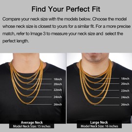 Jewlpire Gold Chain for Men, 6mm Mens Necklace Cuban Link Chain Necklace for Men, 18K Gold Plated Chain Necklace Sturdy & Durable Men's Necklaces 20 inch | Jewlpire