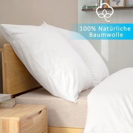 ATsense Set of 2 Cushion Covers Measuring 80 x 80 cm, 100% Washed Cotton, with Zip, Super Soft Premium and Cosy Cushion Covers, White