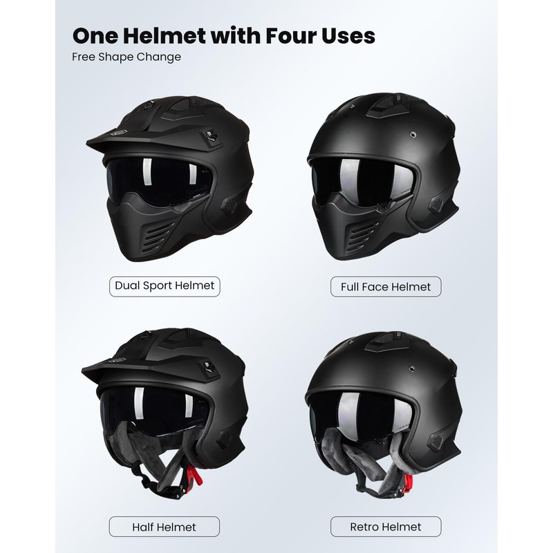 ILM Open Face Motorcycle 3/4 Half Helmet for Dirt Bike