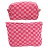 Healvian 2Pcs Checkered Makeup Bag Set Capacity Reusable Cosmetic Bags