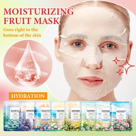 8 Pack Variety Facial Sheet Masks Skin Care Set, Hydrating Bulk Sheet Face Masks Skincare Gifts Set for Women Men, Long Lasting Moisturizing Face Mask Skincare for All Skin Type（13)