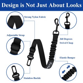 fancigo Dog Seat Belt for Car. Adjustable Dog Safety Seatbelt. Adjustable Strap, Strong Nylon Fabric, Bungee Buffer Dog Puppy Car Seat Belt. (Light Pink - 1 Pack)