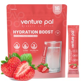 Venture Pal Sugar Free Electrolyte Powder Packets - Liquid Daily IV Drink Mix for Rapid Hydration & Party Recovery | 5 Vitamins & 7 Electrolytes| Keto Friendly | Non-GMO | Certified Vegan | 16 Sticks