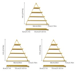 MUSESPANI 5 Tiers Wall-Mounted Metal Nail Polish Display Rack, Simple Triangular Floating Wall Mount Shelves, Essential Oil and Perfume Combo Rack for Home Spa Nail Salon Shop (Gold)