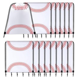 ktxaby 15 Pcs Baseball Pattern Drawstring String Bag Baseball Sports Drawstring Party Favor Bags Baseball Gift Bags for Gym Sports Teams Baseball Theme Party Supplies(34 x 40cm)