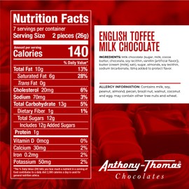 Anthony Thomas, Milk Chocolate English Toffee Gift Box, Rich Almond Butter Toffee (15 Count, Pack of 1)