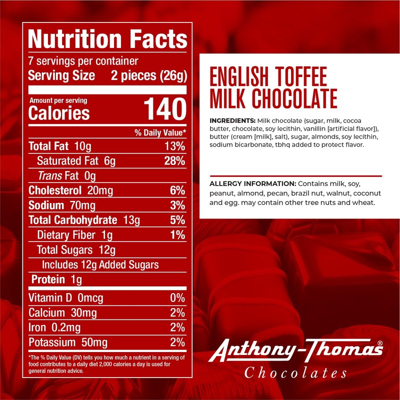 Anthony Thomas, Milk Chocolate English Toffee Gift Box, Rich Almond