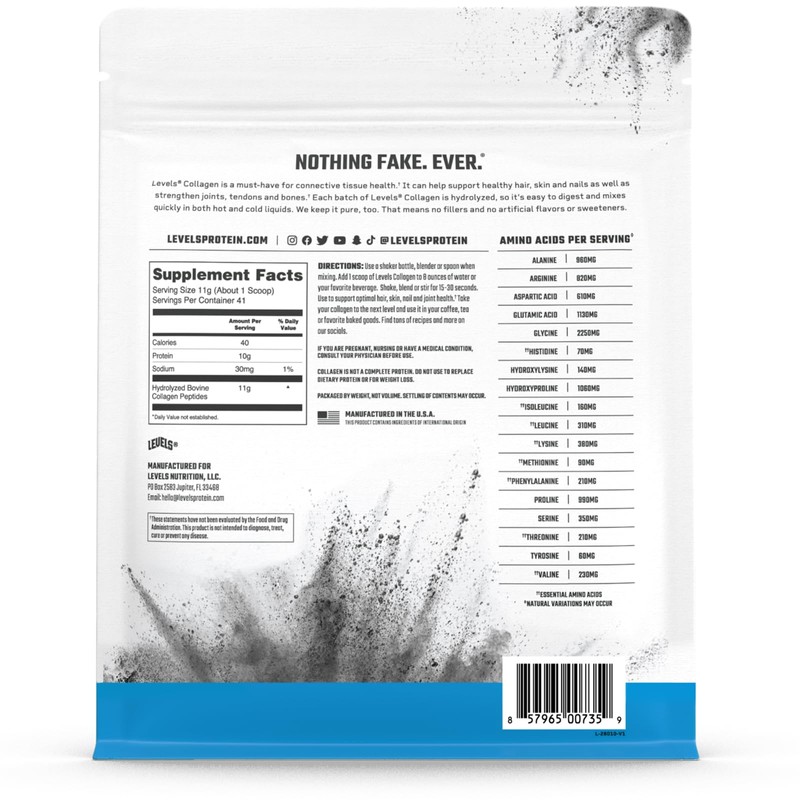 Levels Collagen Peptides, No Artificial Ingredients, 11G of Collagen, Unflavored,