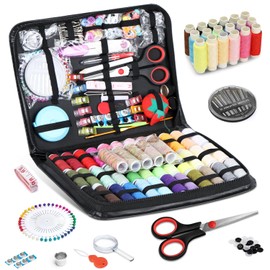 AFPYC Kit de Costura con 229 Piezas, Suministros de Costura Premium Portátil, Kit Coser Profesional, Hilos para Coser Ideal para Inicio, Viaje, Uso de Emergencia, con Tijeras, Hilo, Agujas, Cinta Métrica (229PCS)