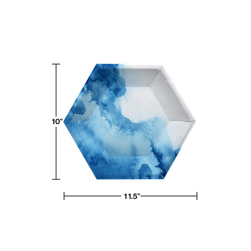 Watercolor Wash Blue Paper Plates, 8 ct