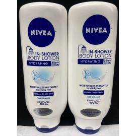 NIVEA 2 nivea in shower hydration body lotion 24hr sea minerals 13.5oz scuffed bottle