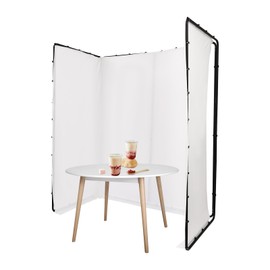 4 Panels Large White Screen Backdrop Kit with Stand, Foldable & Adjustable Screen Collapsible Backdrop, Photo Background Support System, White Cloth, 7.87ft x 13.12ft