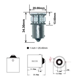 PA LED 2PCS 13SMD 1156 BAU15S Purple Auto LED Bulb 12V for Turn Signal Side Marker Stop Back Up Tail Light (7507 PY21W 1156PY 1056 12496 5009 7507AST Available)